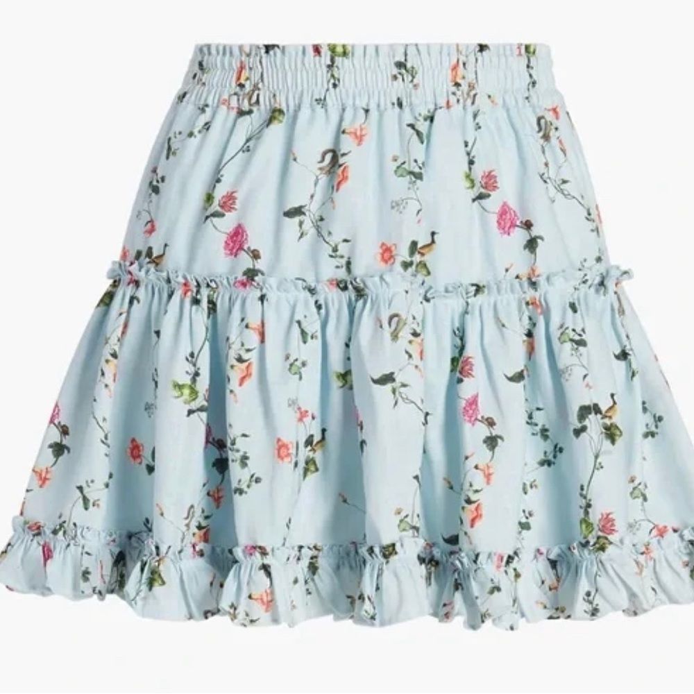 Hill House Paz Mini Skirt in Pond Floral, Size Medium